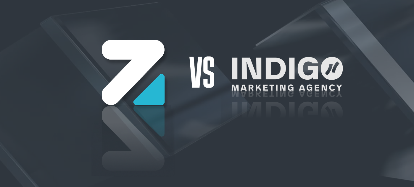 Azella vs Indigo Marketing Agency logo comparison, highlighting branding for financial advisors and RIAs.